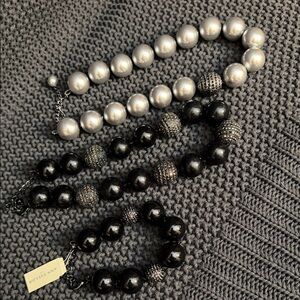 Ann Taylor Black and Silver Beaded Jewelry Set